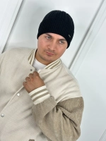 шапка вязаная теплая с отворотом стильная