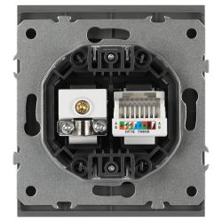 Розетка ЭРА Arktik 16-3110-06 комбинированная RJ45+TV графит | Эра Arktik