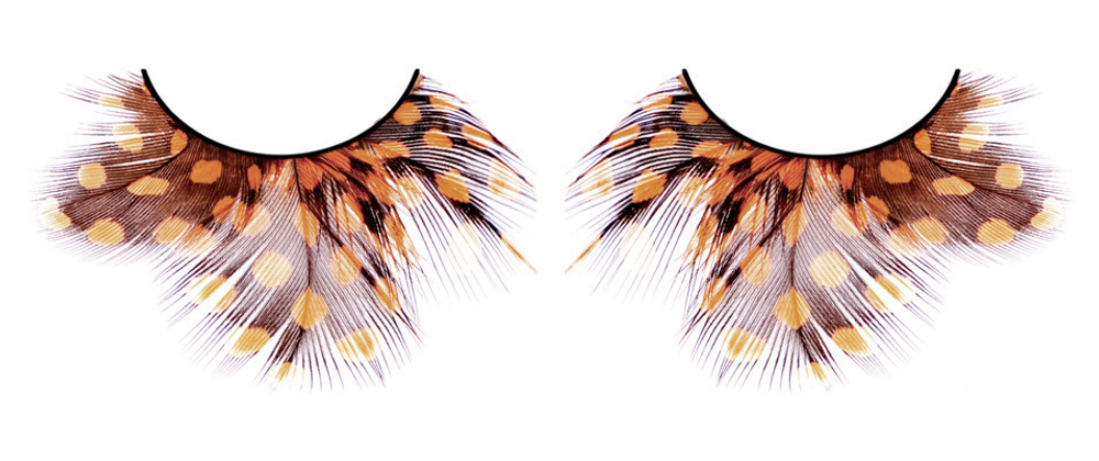 Жёлто-коричневые пушистые ресницы-перья (Цвет: коричневый)