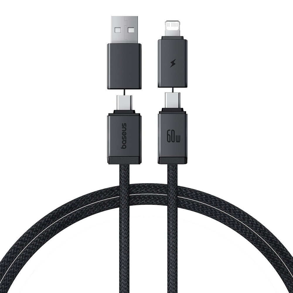 Кабель C+U - C+L Baseus Versatile Two-for-Two Charging+Data 60W 0.6-2m - Cosmic Black
