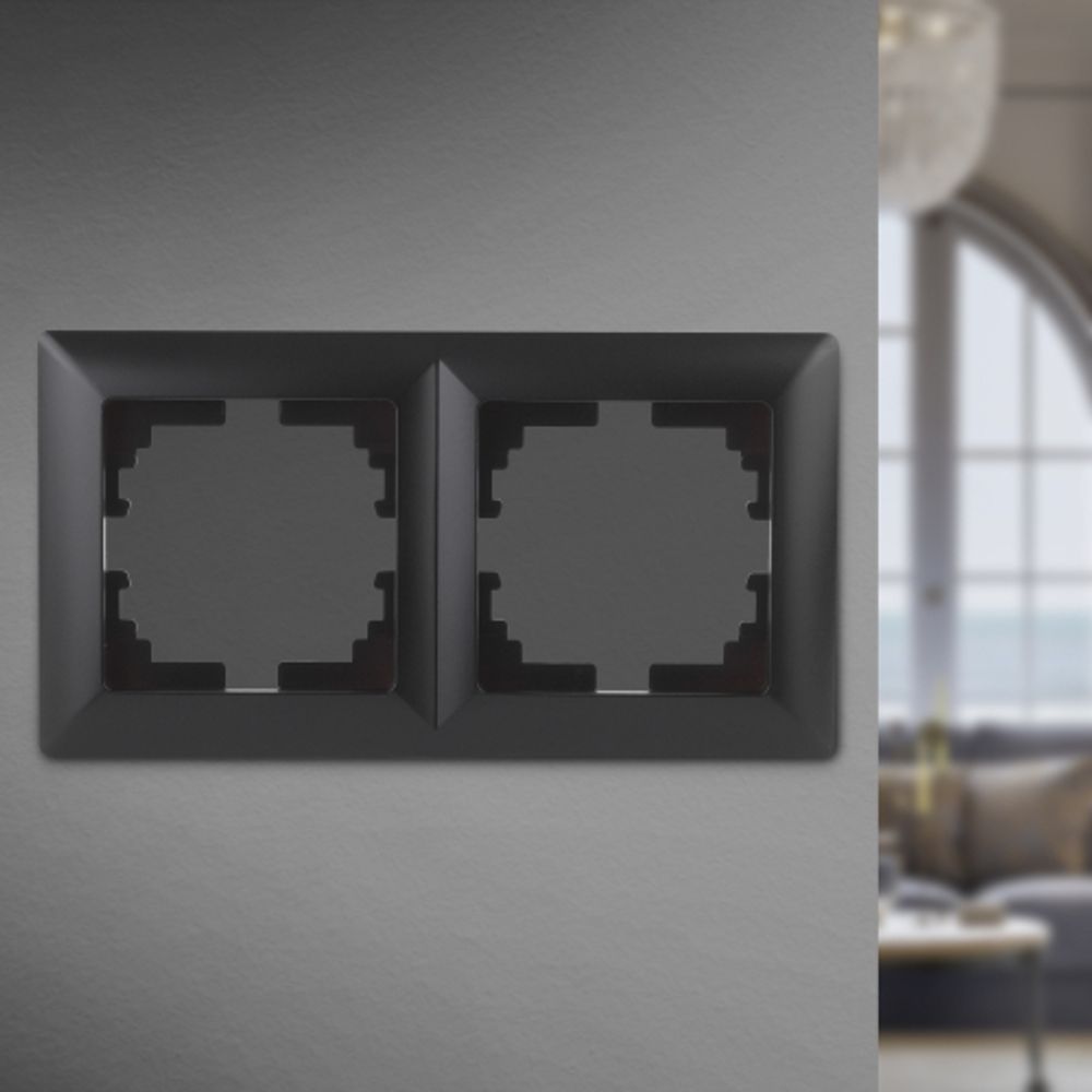 Рамка для розеток и выключателей Intro Solo 4-502-05 на 2 поста, СУ, антрацит
