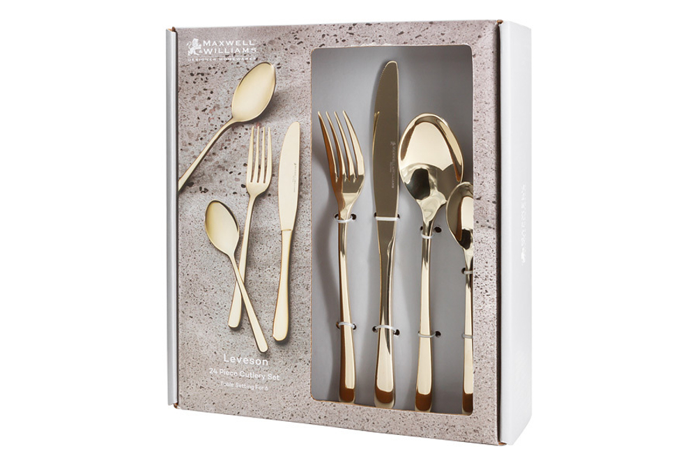 Набор столовых приборов 24 предмета на 6 персон Maxwell & Williams Leveson шампань