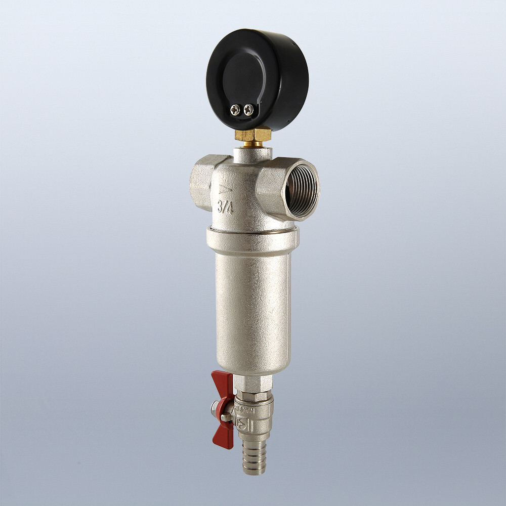 Фильтр самопромывной каскадный 1000/250 мкм с манометром для горячей воды внутренняя/внутренняя VALTEC