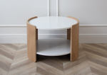 Столик Lagom D 65 см высота 45 см (белый, натуральный дуб)