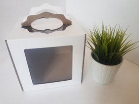 Коробка для торта с фигурными ручками 20х20х20