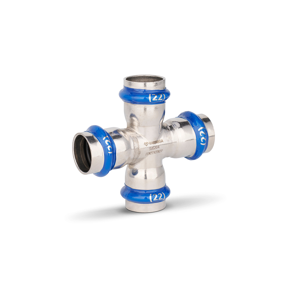 Крестовина раструбная Varmega Inox Press 15 (прессовой, для труб из нержавеющей стали)