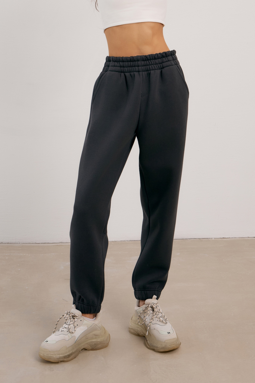 Джоггеры OVERSIZE, с начесом, графит
