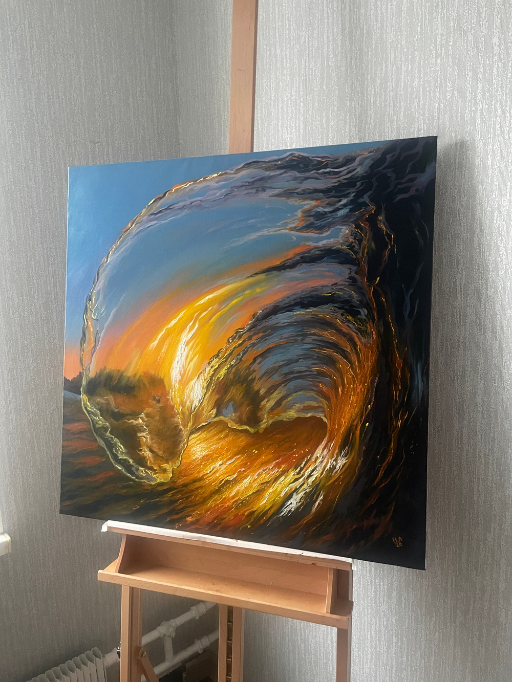 Картина маслом на холсте "Прозрачная волна" 80х80 см. Деревянный подрамник. Художник Наталия Осадчук