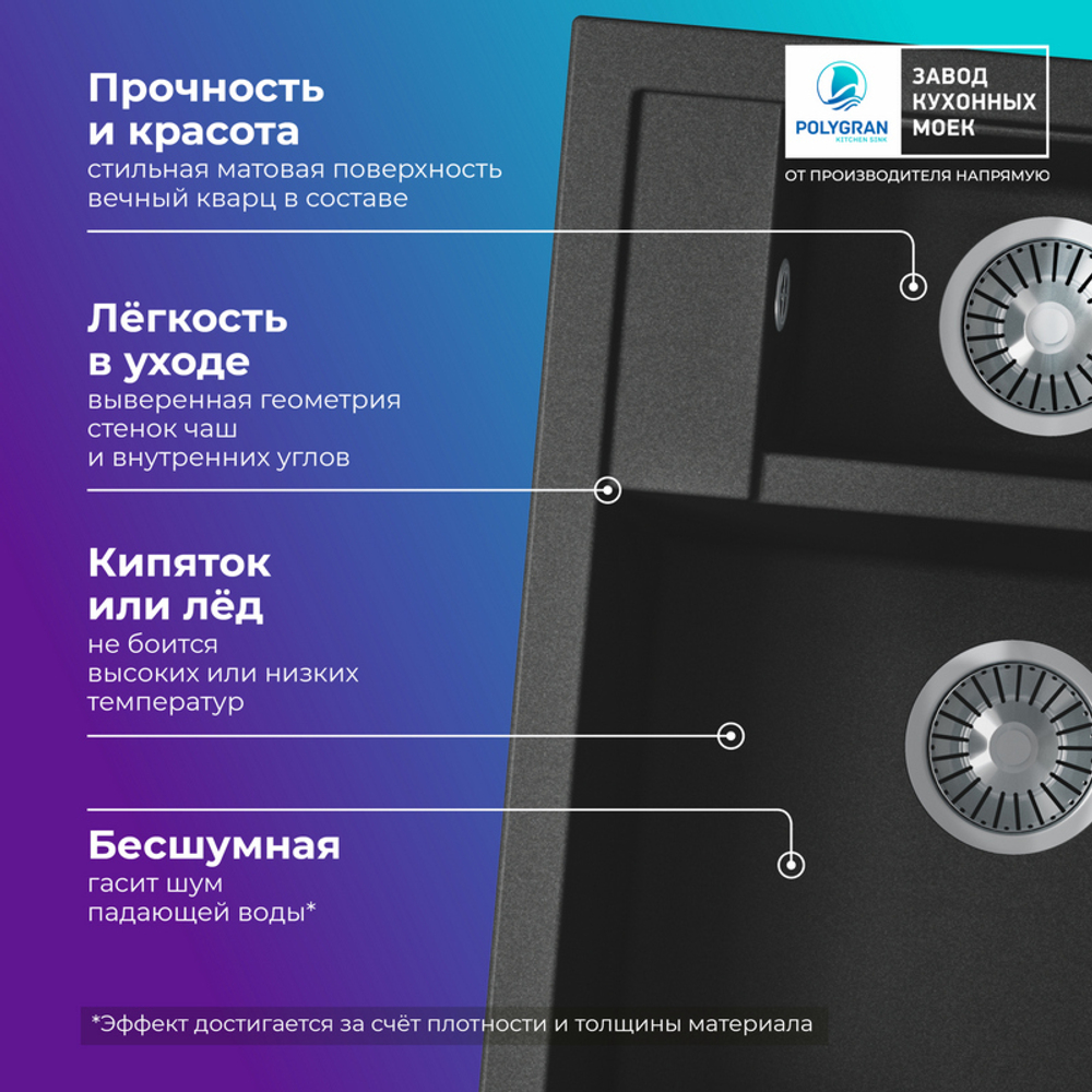 Мойка TOLERO R-109 черный №911