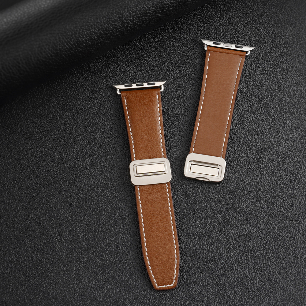 Ремешок из натуральной кожи коричневого цвета от Dux Ducis для смарт часов Apple Watch 42, 44, 45, 46, 49мм, серия YA Series