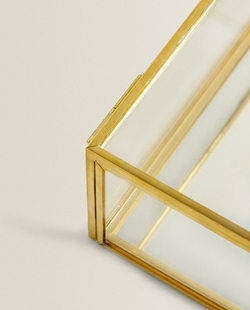 ZARA HOME ШКАТУЛКА ИЗ СТЕКЛА С МЕТАЛЛИЧЕСКИМ КАРКАСОМ