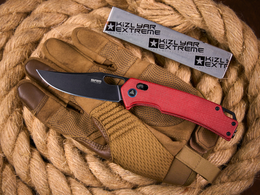 Складной нож SRM 9203-MR2 BlackWash сталь 10Cr15CoMoV рукоять Red Micarta