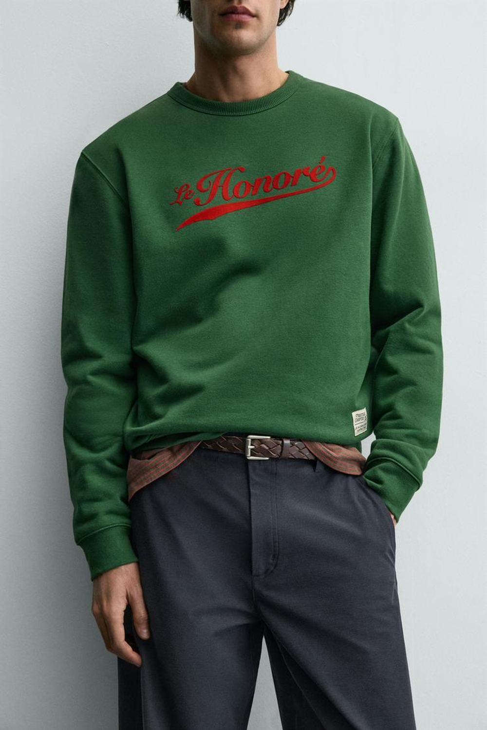 ZARA ТОЛСТОВКА С КОМБИНИРОВАННЫМ ПРИНТОМ, ЗЕЛЕНЫЙ