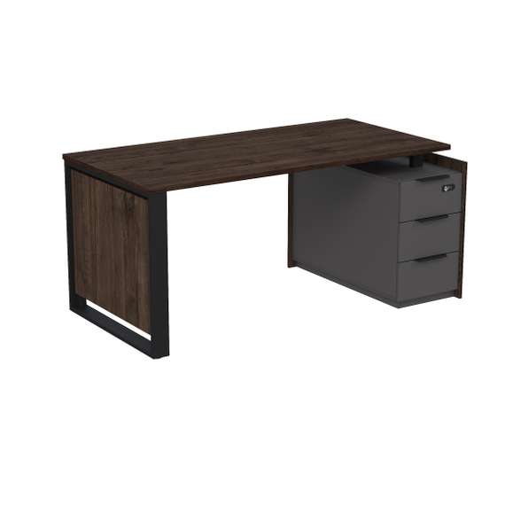 15СОУ-КЗ.1608 Стол рабочий на опорной угл тумбе, с ящ (метаб), с код замком (1660*884*750)