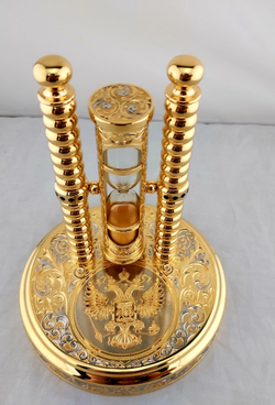 Песочные часы "Герб России" с фианитами (Златоуст)