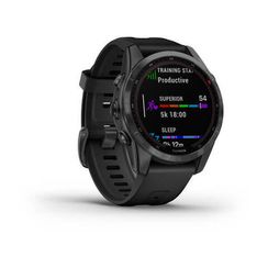 Умные часы Garmin Fenix 7S Solar серый с черным силиконовым ремешком