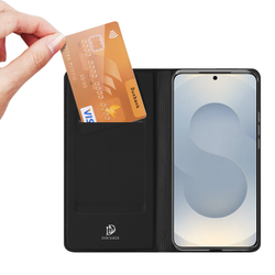 Чехол книжка из PU кожи черного цвета от Dux Ducis для смартфона Samsung Galaxy S25, серия Skin Pro Series Case