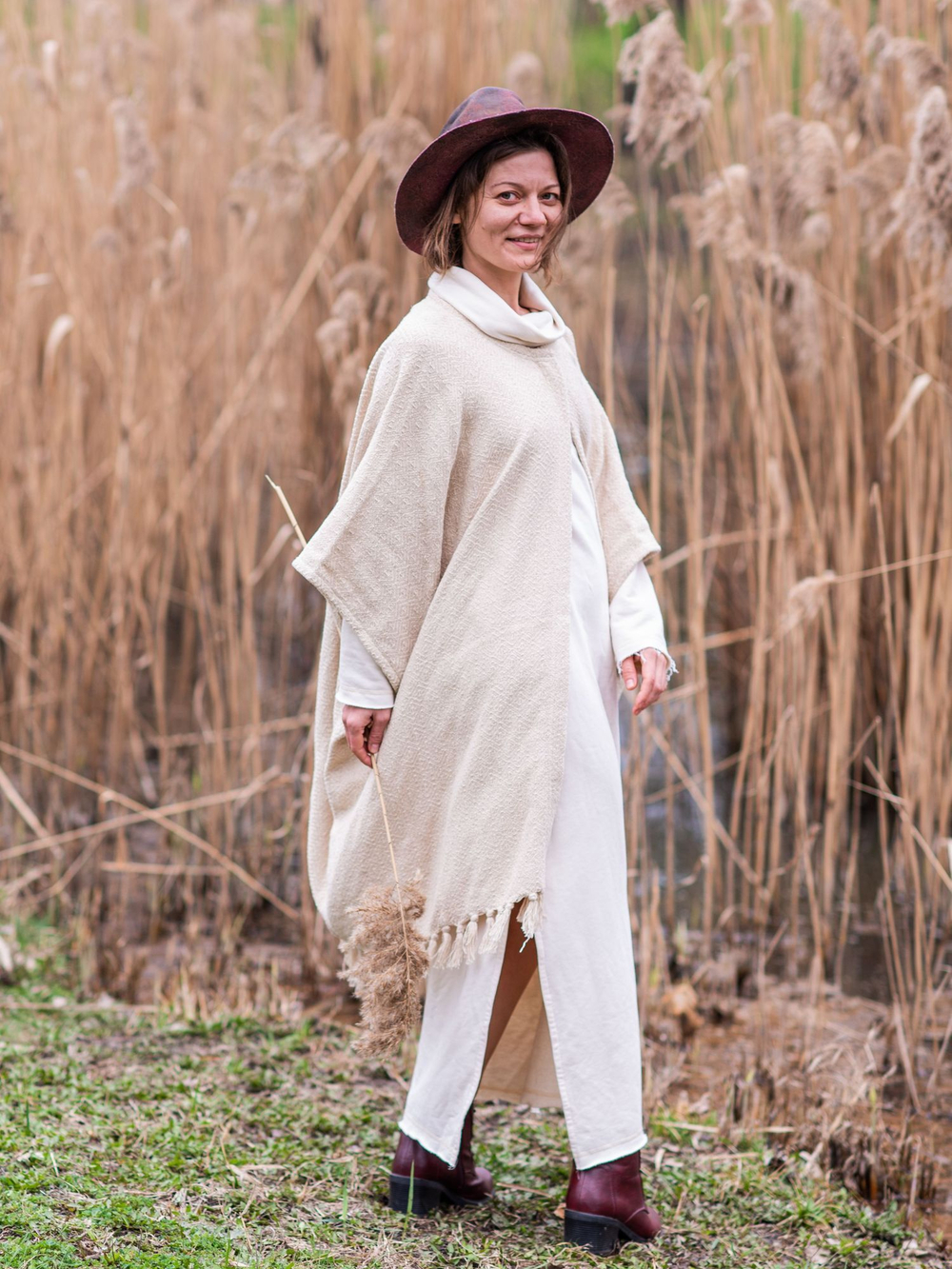 Бохо-накидка из фактурного хлопка (молоко)