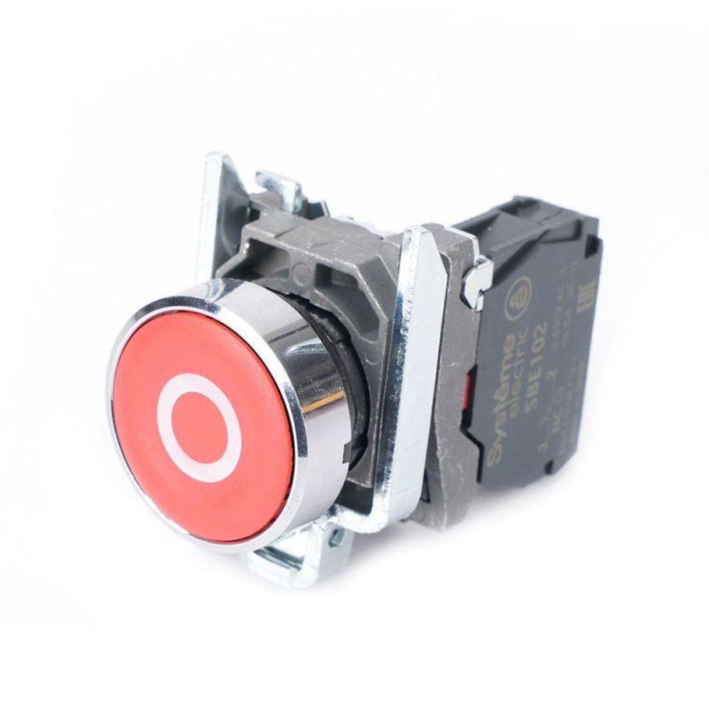 Кнопка модульная SB4 в сборе 22мм металл 1НЗ с маркировкой "О" красн. SE SB4BA4322