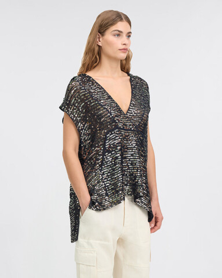 Mes Demoiselles Свитер с капюшоном из антрацитовых пайеток