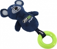 Joyser Puppy Игрушка Мишка для собак, с резиновым кольцом и пищалкой, S/M, синий, 21 см