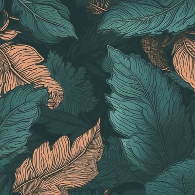 Зеленые и коричневые листья на темном фоне