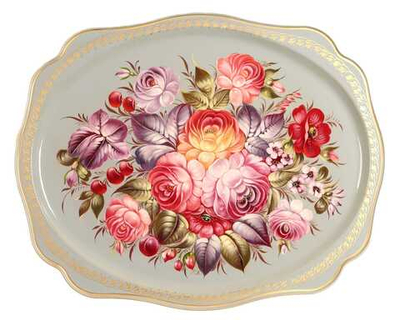 Жостовский поднос декоративный, размер 52х42 см (A27), металлический