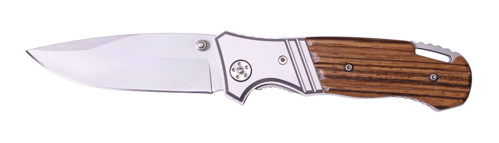 Мужской недорогой классический стальной матовый складной нож с клинком 87 мм и деревянной рукояткой Stinger HJ-083AW