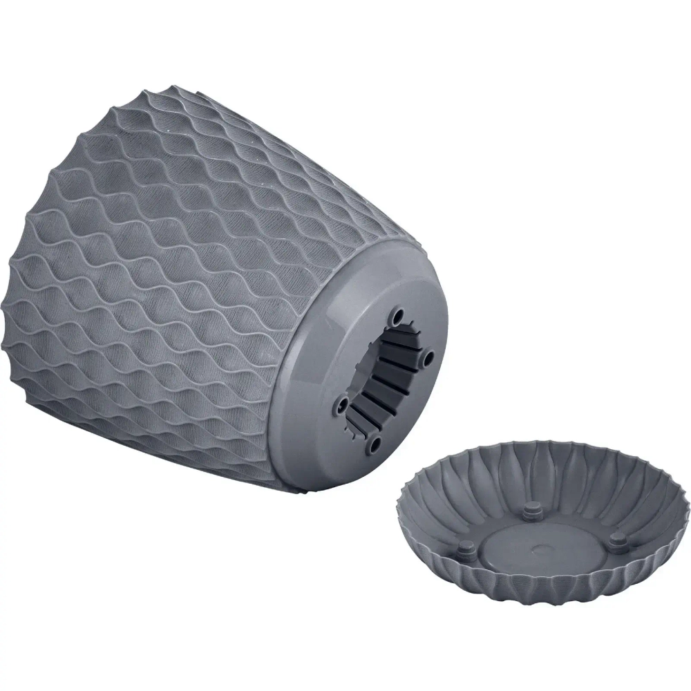 Горшок для цветов пластиковый 4,7л d-20,5см «Wave» с дренажной сеткой и съемным поддоном, вулканический серый