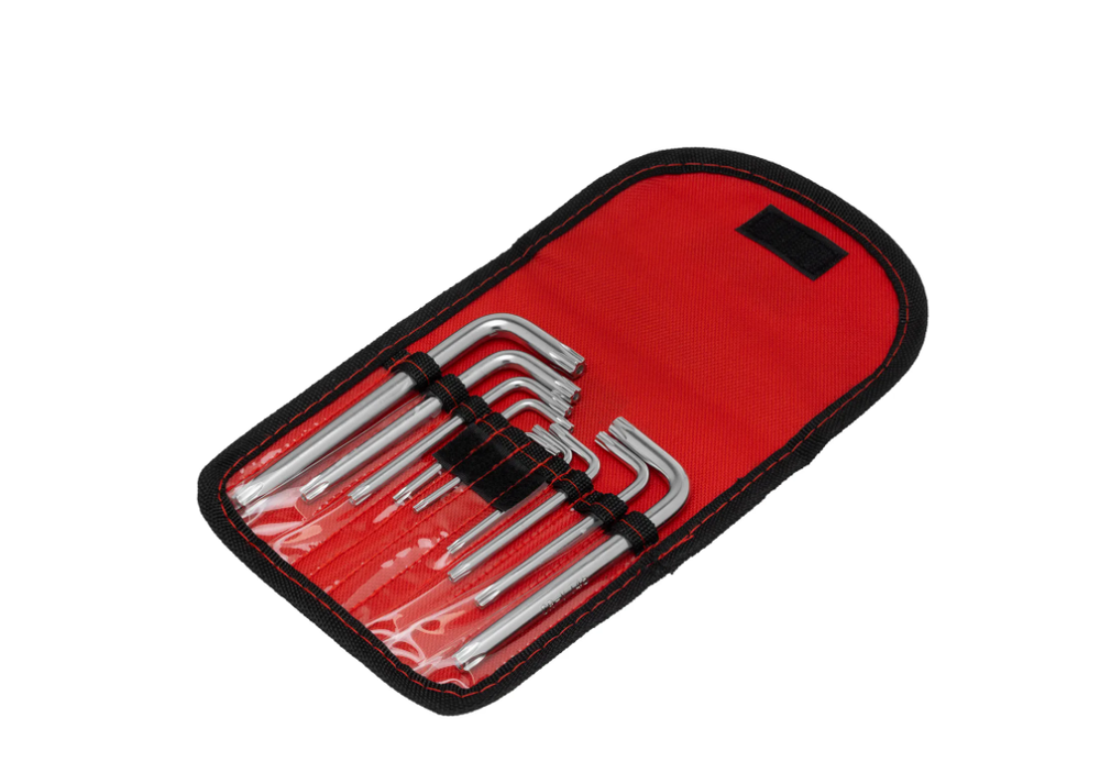 Набор ключей имбусовых Torx -Torx Tamper: 9 шт, T10-T50, CrV, коротких, с сатиновым покрытием, чехол Matrix 12312