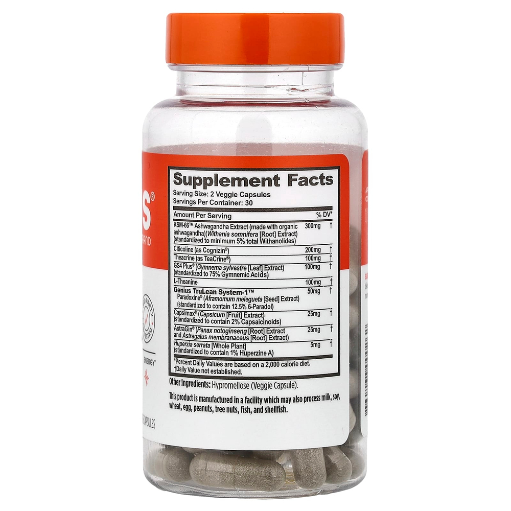 The Genius Brand, Burn, без кофеина, 60 растительных капсул