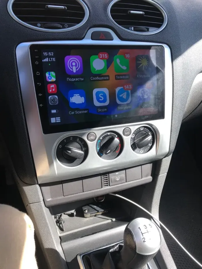 Магнитола для Ford Focus 2 2004-2011 (кондиционер) - Parafar PF695UHD на Android 13, Быстрая, QLED, CarPlay, 4G SIM-слот