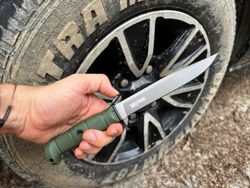 Нож Kizlyar Supreme VECTOR 420HC TW OKH PS (StoneWash, Olive Kraton Handle, Polyamide Sheath)