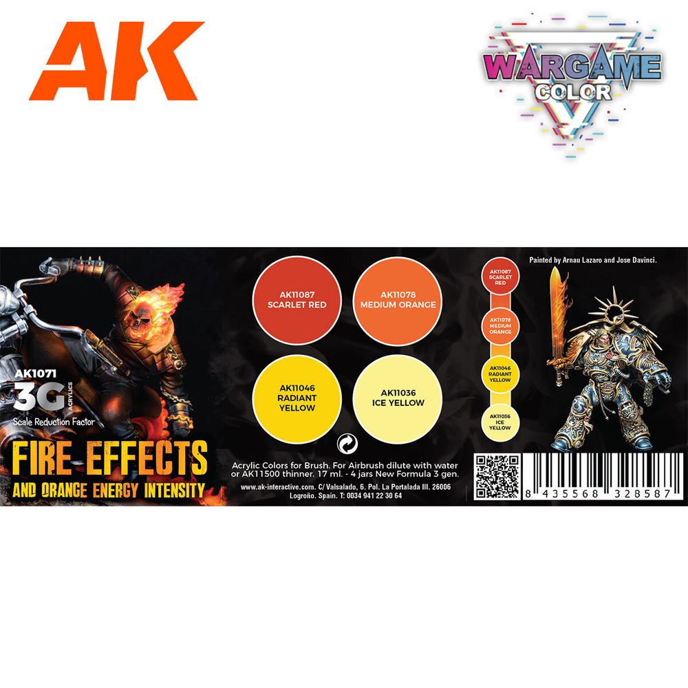 Набор красок AK interactive Wargame Color Set - Fire Effects