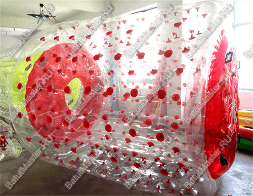 Аттракцион Водный роллер (Гидророллер) "Прозрачно-красный" ПВХ, 2,4*2,2*2,2 м