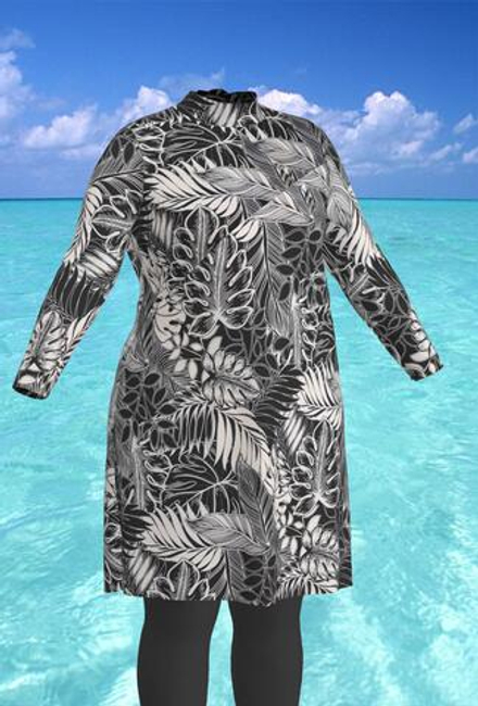 Купальный топ 17260 черно-белый папоротник