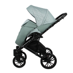 Коляска 2в1 Indigo MIO mi 03 (шалфей кожа+зеленый узор)