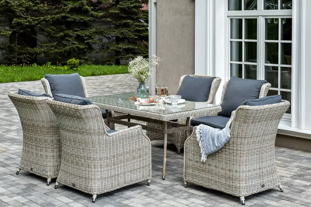 "Неаполь" обеденная группа плетеная из искусственного ротанга, цвет бежевый