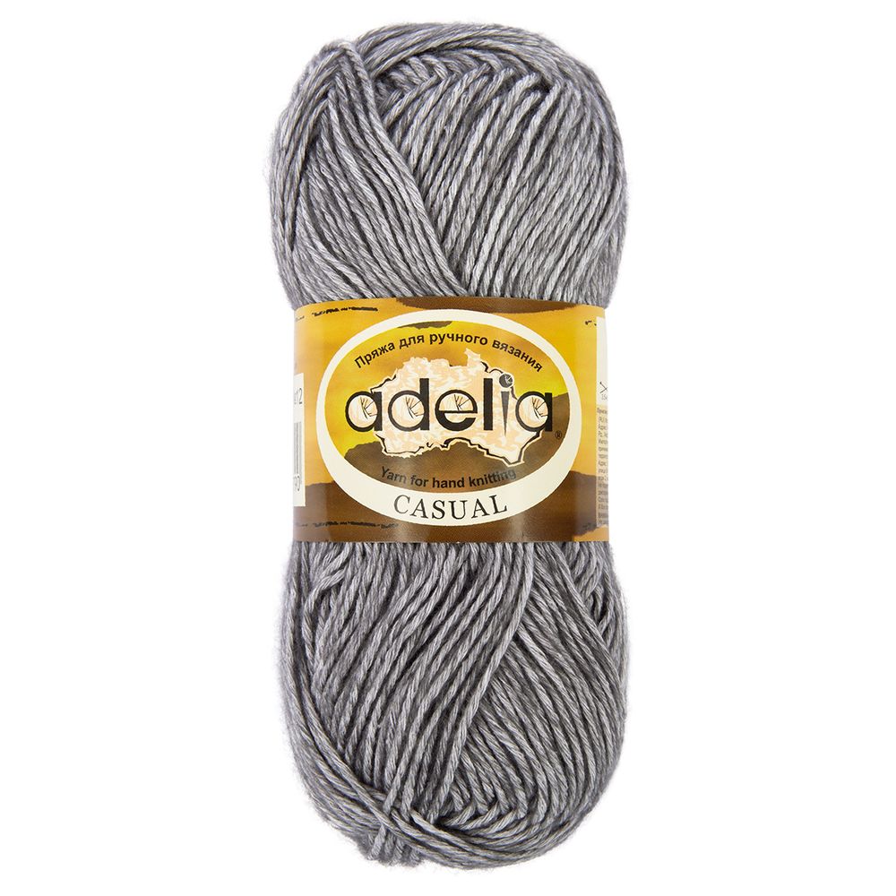 Пряжа Adelia Casual / уп.10 мот. по 50г, 130м, 12 серый Пряжа Adelia Casual / уп.10 мот. по 50г, 130м, 12 серый