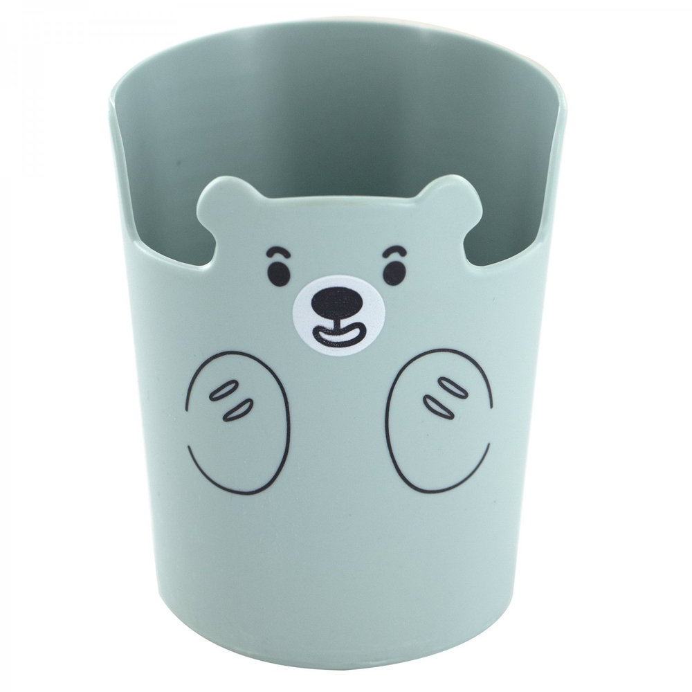 Подставка-стакан для канцтоваров Alingar, пластиковая, круглая, "Мишка", мятный