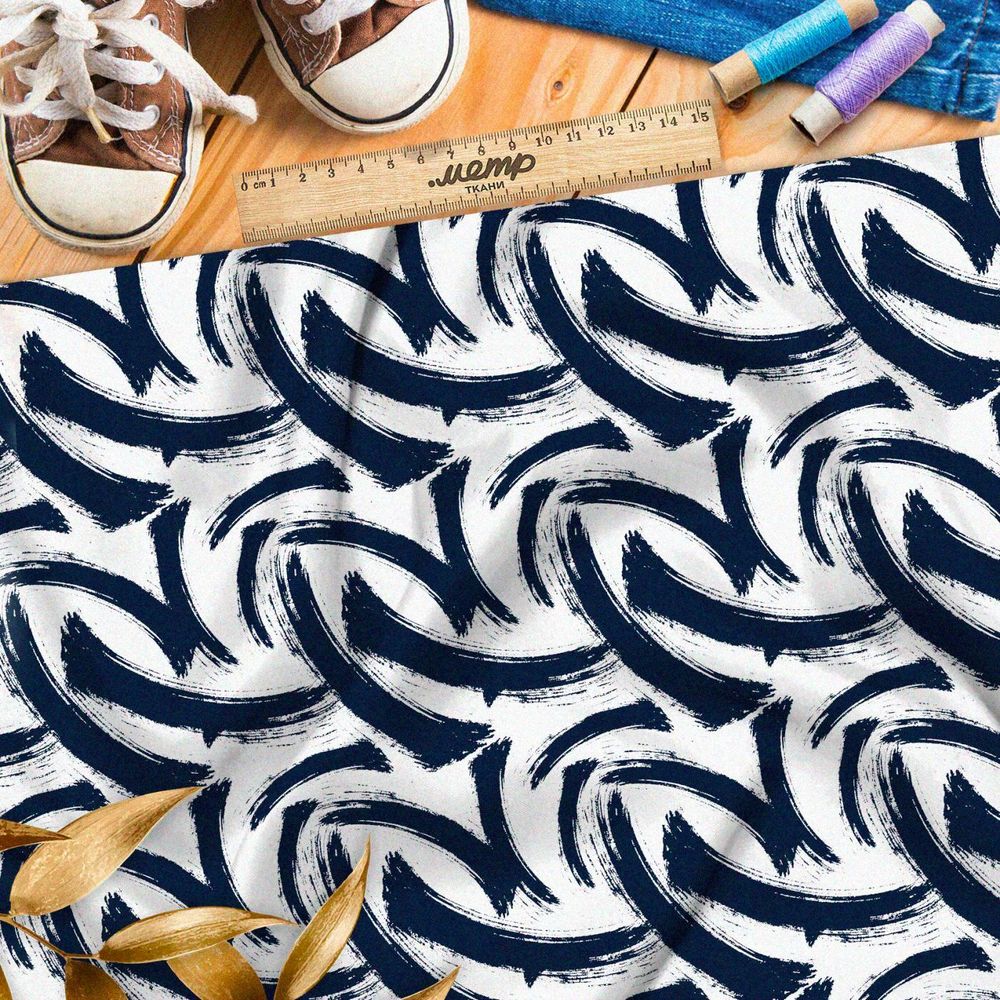 Ткань Барби синие мазки