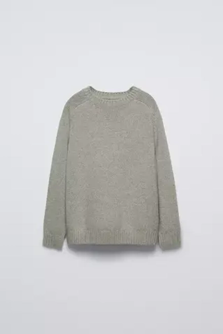 ZARA СВИТЕР ИЗ СМЕСОВОЙ ШЕРСТЯНОЙ ПРЯЖИ, СЕРЫЙ С МЕЛАНЖЕВЫМ ЭФФЕКТОМ