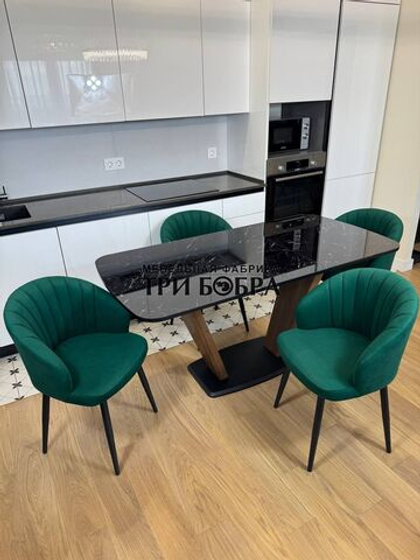 Кухонный раскладной стол "Прадо" черный мрамор и 4 стула Палермо