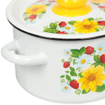 Набор эмалированной посуды 6 пр, кастрюли 1.5,2.9,4.5 л, СтальЭмаль, Земляника, 1с144