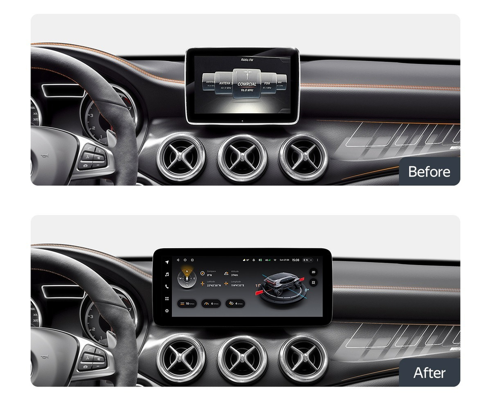 Магнитола для Mercedes-Benz CLA C117, X117 2016-2019 NTG 5.0 - FarCar MB1004 монитор 12.3" на Android 13, 8Гб+128Гб, CarPlay, 4G SIM-слот