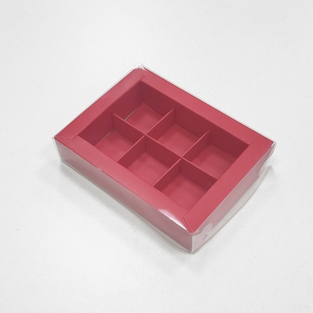 Коробка на 6 конфет Красная Премиум