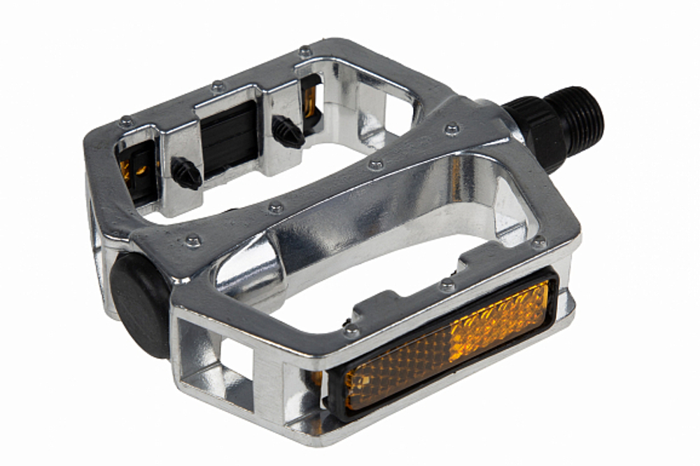 Педали MX-P816, ось 9/16" со светоотражателями, алюминиевые серебристые