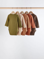 Боди с длинным рукавом для малышей Next K79-795, 5 шт., Хаки, Бежевый, Коричневый