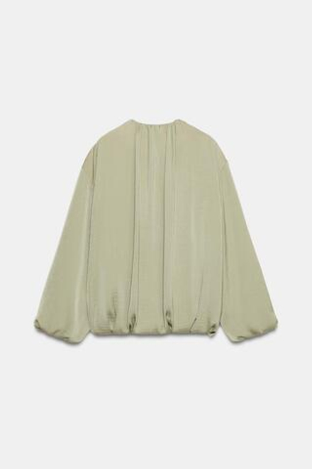 ZARA СВОБОДНЫЙ БОМБЕР-БАЛЛОН, СВЕТЛЫЙ ХАКИ