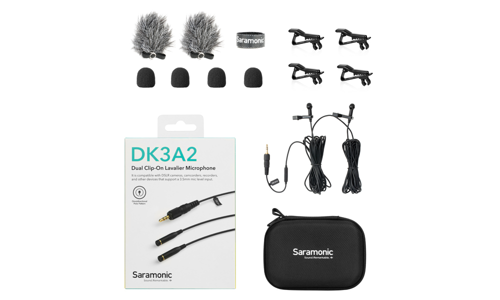 Микрофон Saramonic DK3A2 двойной петличный  с двумя креплениями, 3,5мм TRS.